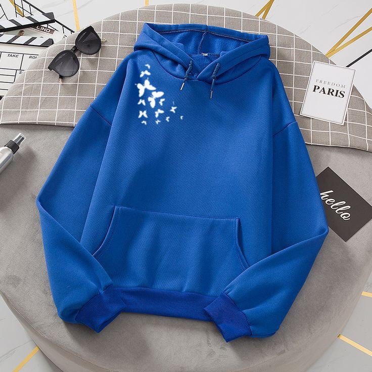 Butterfly Fleece Full Sleeves Pull Over Hoodie For Women - HB INDUSTRIES - Hoodies & Sweatshirts - 