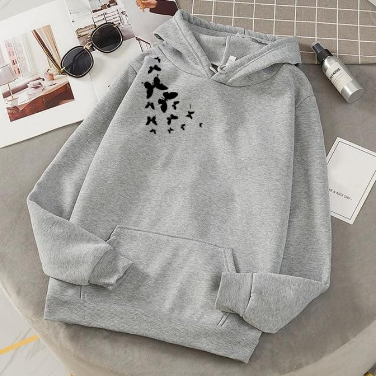 Butterfly Fleece Full Sleeves Pull Over Hoodie For Women - HB INDUSTRIES - Hoodies & Sweatshirts - 