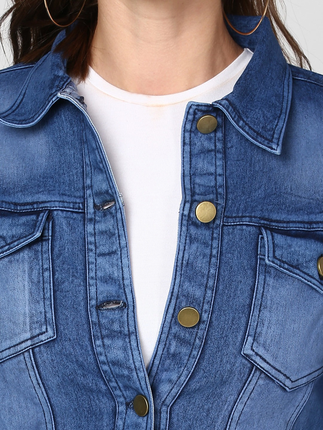 Women Blue Solid Jacket