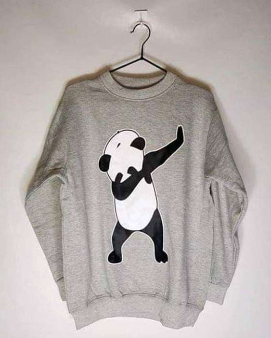 Ace Grey Dab Panda Printed Sweat Shirt For Women