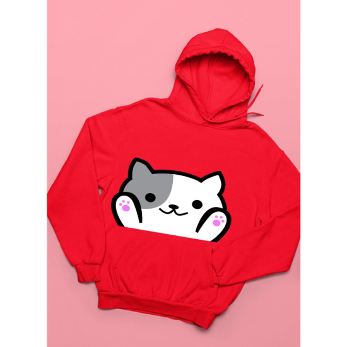 Cat Printed Fleece Full Sleeves Pull Over Hoodie For Women - HB INDUSTRIES - Hoodies & Sweatshirts - 