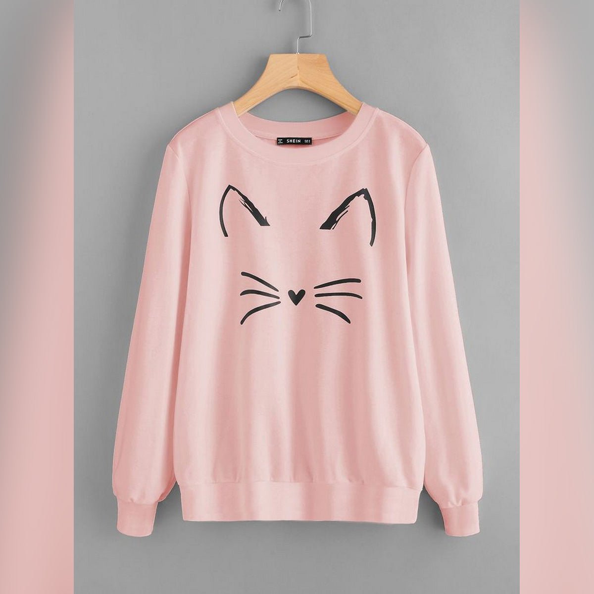 Cat Printed Fleece Full Sleeves Pull Over Sweatshirt For Women - HB INDUSTRIES - Hoodies & Sweatshirts - 