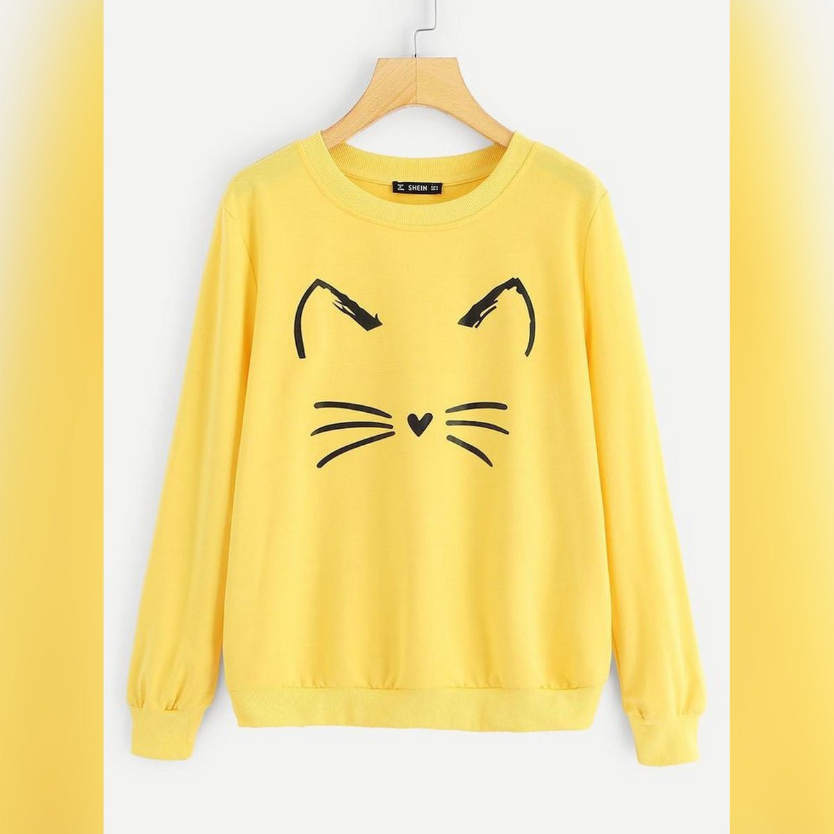 Cat Printed Fleece Full Sleeves Pull Over Sweatshirt For Women - HB INDUSTRIES - Hoodies & Sweatshirts - 