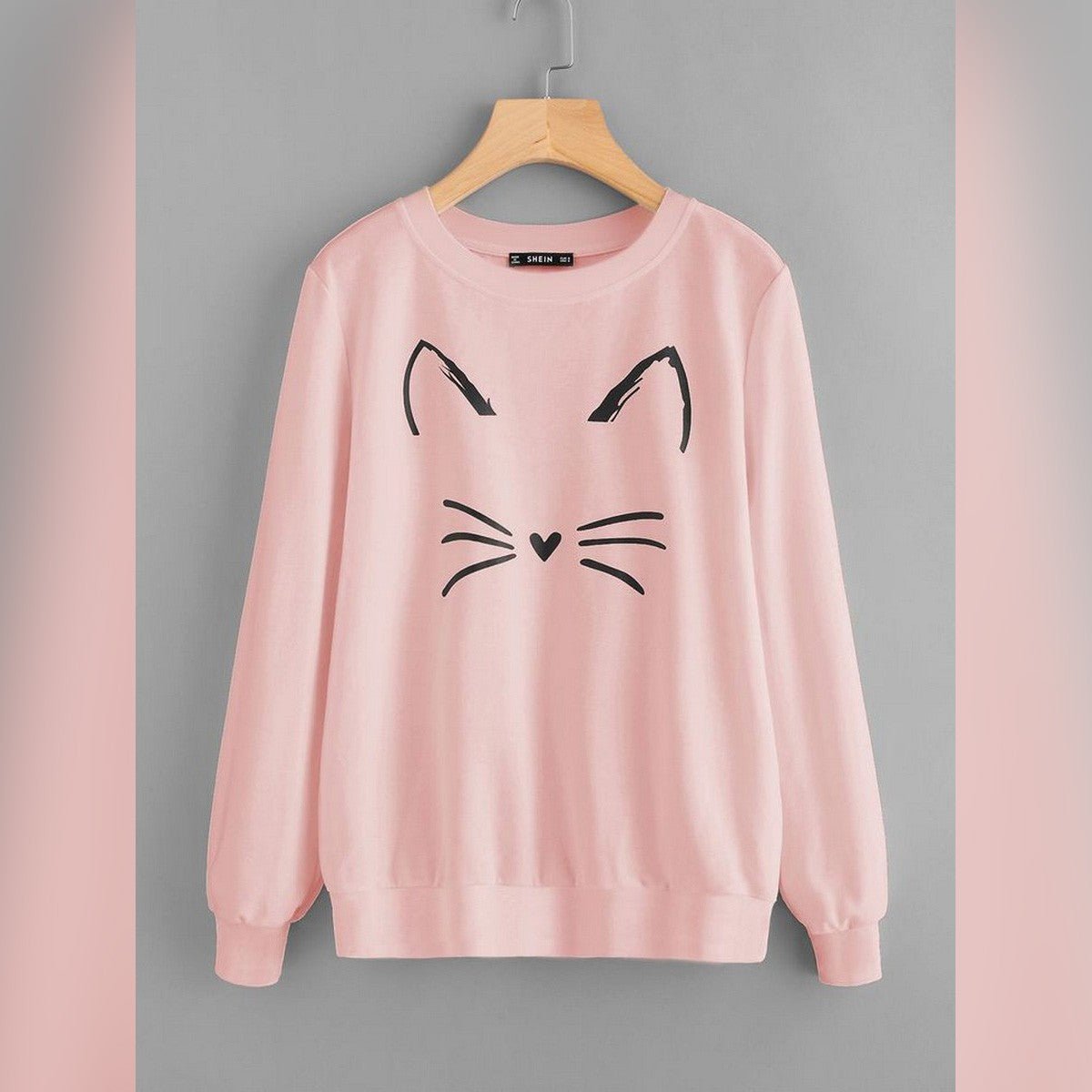 Cat Printed Fleece Full Sleeves Pull Over Sweatshirt For Women - HB INDUSTRIES - Hoodies & Sweatshirts - 