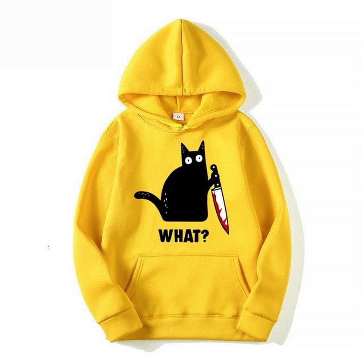 Cat What Printed Fleece Full Sleeves Pull Over Hoodie For Women - HB INDUSTRIES - Hoodies & Sweatshirts - 