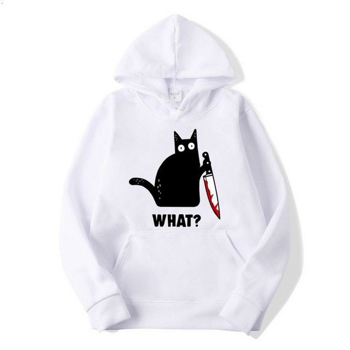 Cat What Printed Fleece Full Sleeves Pull Over Hoodie For Women - HB INDUSTRIES - Hoodies & Sweatshirts - 