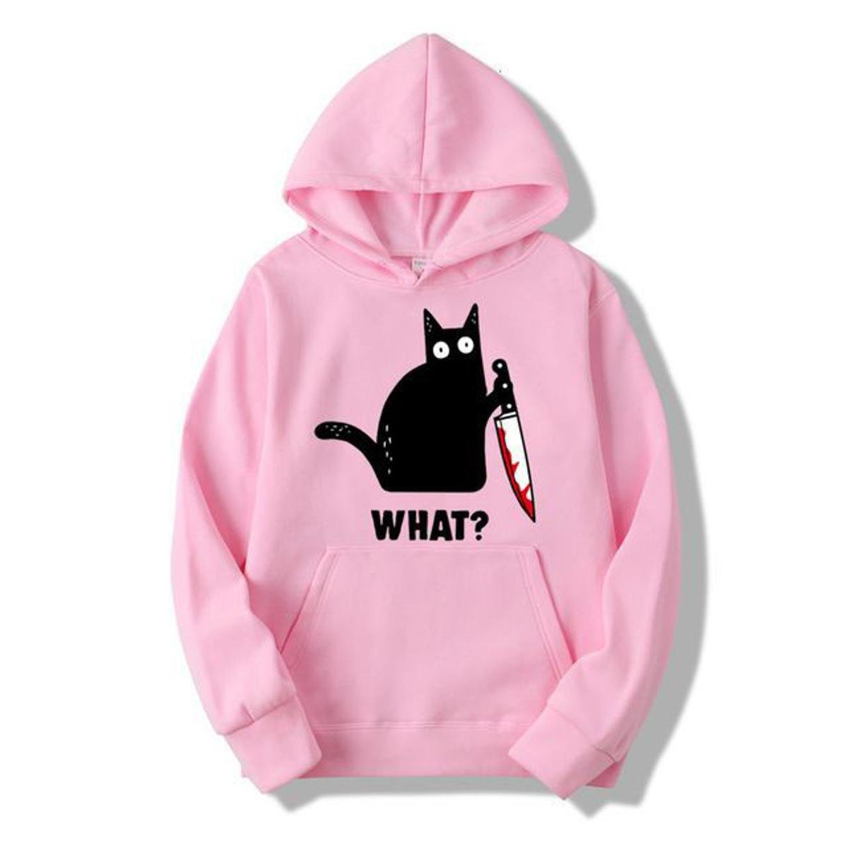 Cat What Printed Fleece Full Sleeves Pull Over Hoodie For Women - HB INDUSTRIES - Hoodies & Sweatshirts - 