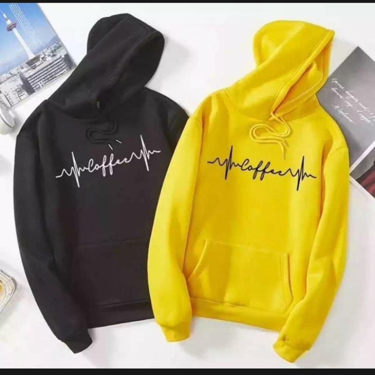 Coffee Printed Fleece Full Sleeves Pull Over Hoodie For Women - HB INDUSTRIES - Hoodies & Sweatshirts - 