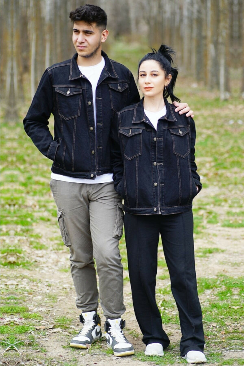 Couple Denim Jacket Black - HB INDUSTRIES - Denim Jackets - 