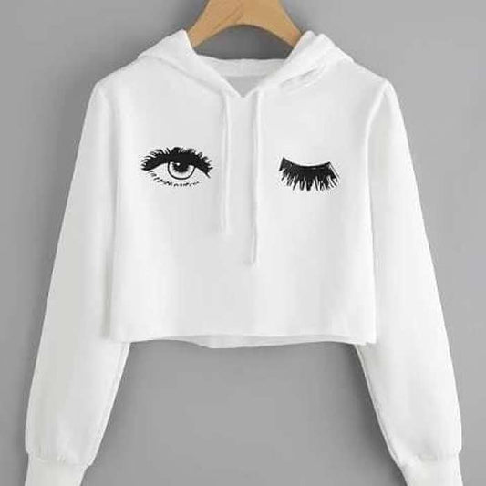 Crop Printed Fleece Hoodie For womens - HB INDUSTRIES - Hoodies & Sweatshirts - 