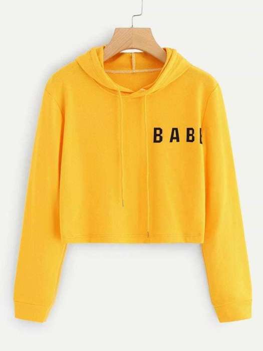 Cropped Hoodie Yellow Babe - HB INDUSTRIES - Hoodies & Sweatshirts - 