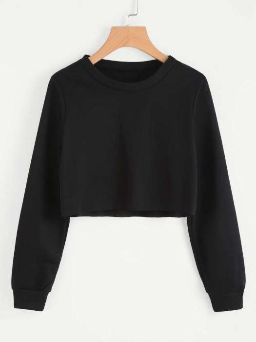 Cropped Sweatshirt Black - HB INDUSTRIES - Hoodies & Sweatshirts - 