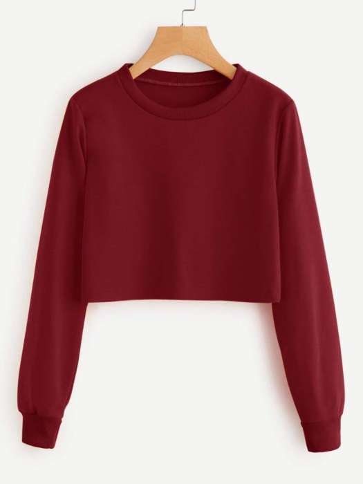 Cropped Sweatshirt Maroon - HB INDUSTRIES - Hoodies & Sweatshirts - 