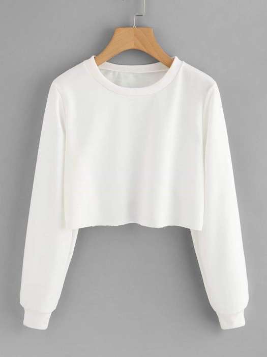 Cropped Sweatshirt White - HB INDUSTRIES - Hoodies & Sweatshirts - 