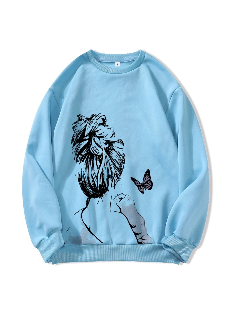 Cute Anime Butterfly Fleece Full Sleeves Winter O Neck Export Quality Sweatshirt For Women - HB INDUSTRIES - Hoodies & Sweatshirts - 