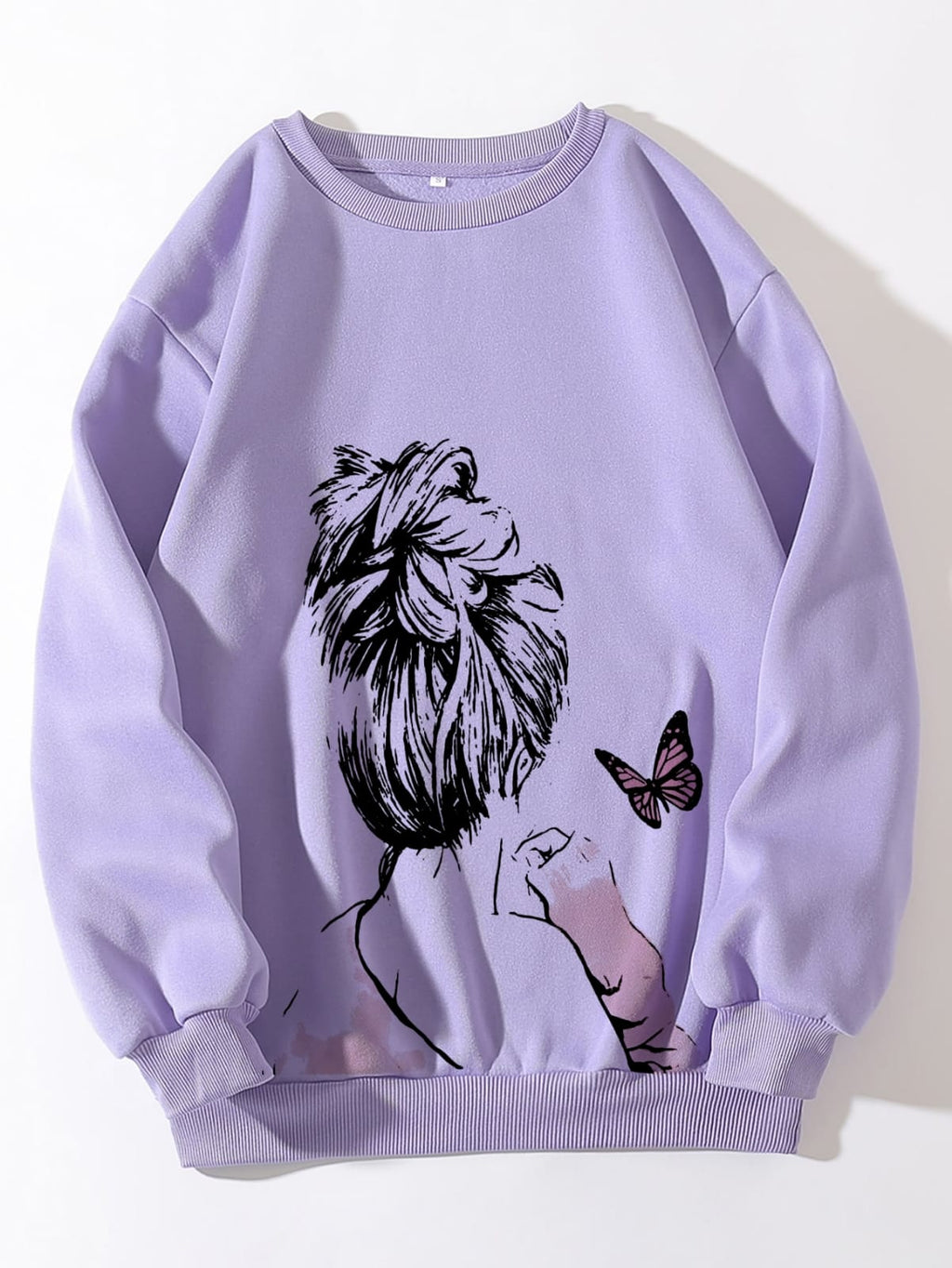 Cute Anime Butterfly Fleece Full Sleeves Winter O Neck Export Quality Sweatshirt For Women - HB INDUSTRIES - Hoodies & Sweatshirts - 
