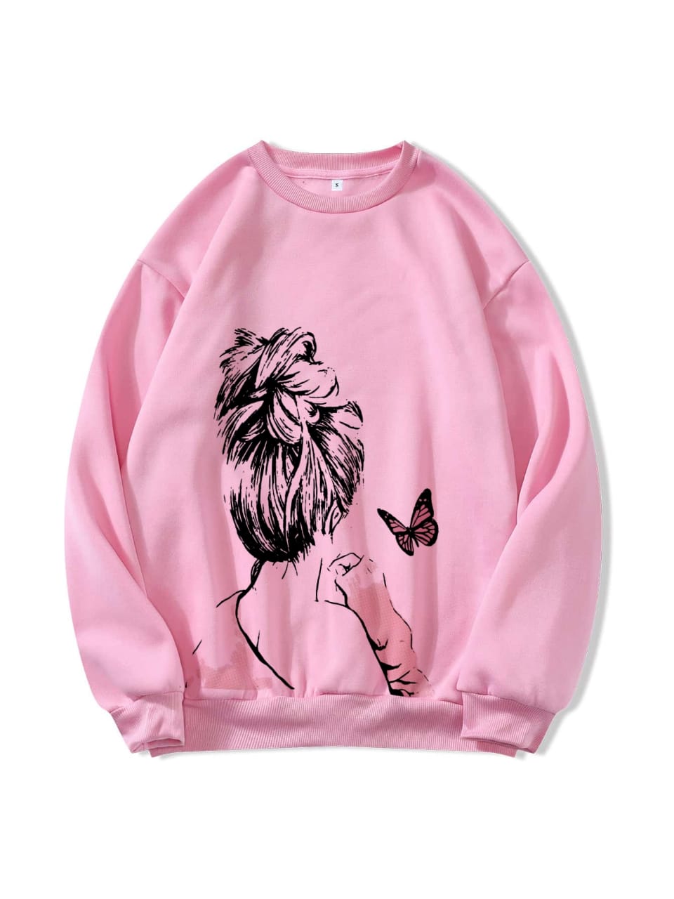 Cute Anime Butterfly Fleece Full Sleeves Winter O Neck Export Quality Sweatshirt For Women - HB INDUSTRIES - Hoodies & Sweatshirts - 