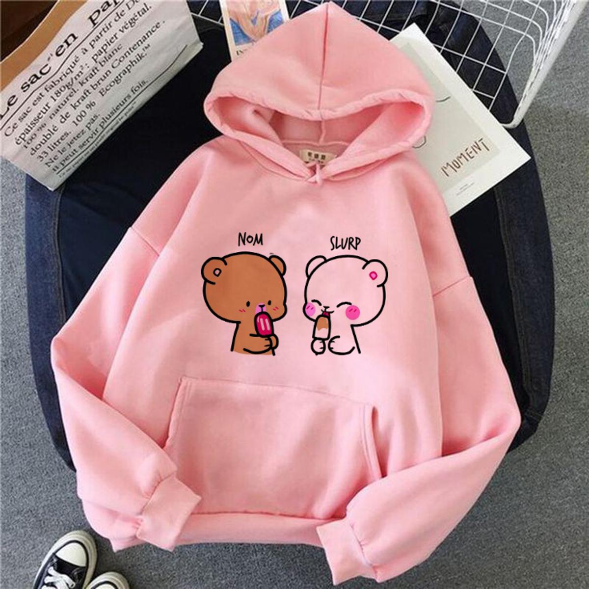 Cute Cartooon Fleece Full Sleeves Pull Over Hoodie For Women - HB INDUSTRIES - Hoodies & Sweatshirts - 