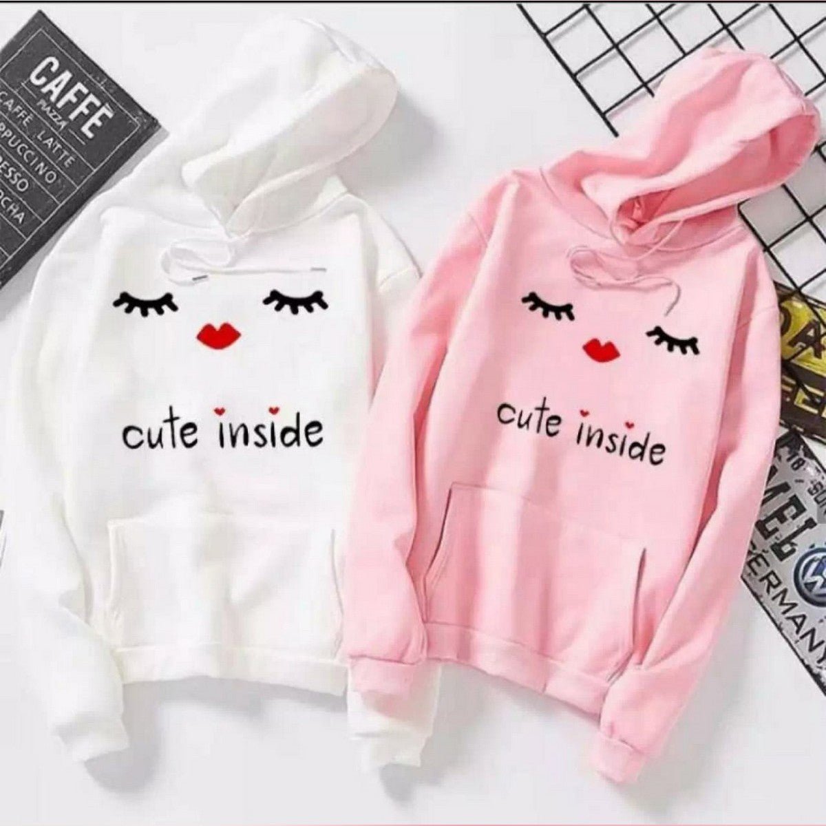 Cute Inside Printed Fleece Full Sleeves Pull Over Hoodie For Women - HB INDUSTRIES - Hoodies & Sweatshirts - 