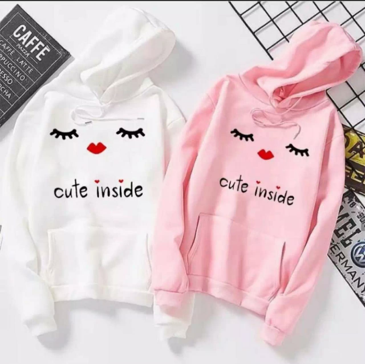 Cute Inside Printed Fleece Full Sleeves Pull Over Hoodie For Women - HB INDUSTRIES - Hoodies & Sweatshirts - 