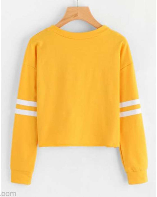 YELLOW STRIP ON ARM CROPPED SWEATSHIRT FOR womens 585