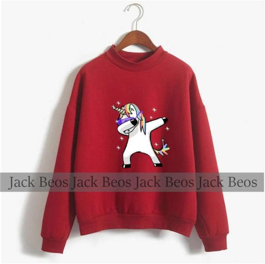 Dabbing Unicorn Fleece Printed Pull Over Sweatshirt For Women - HB INDUSTRIES - Hoodies & Sweatshirts - 
