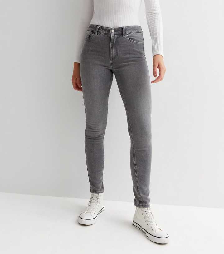 Dark Grey Mid Rise Skinny Jeans - HB INDUSTRIES - Jeans - 