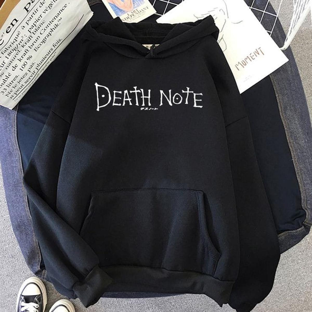 Death Note Fleece Full Sleeves Pull Over Hoodie For Women - Black - HB INDUSTRIES - Hoodies & Sweatshirts - 