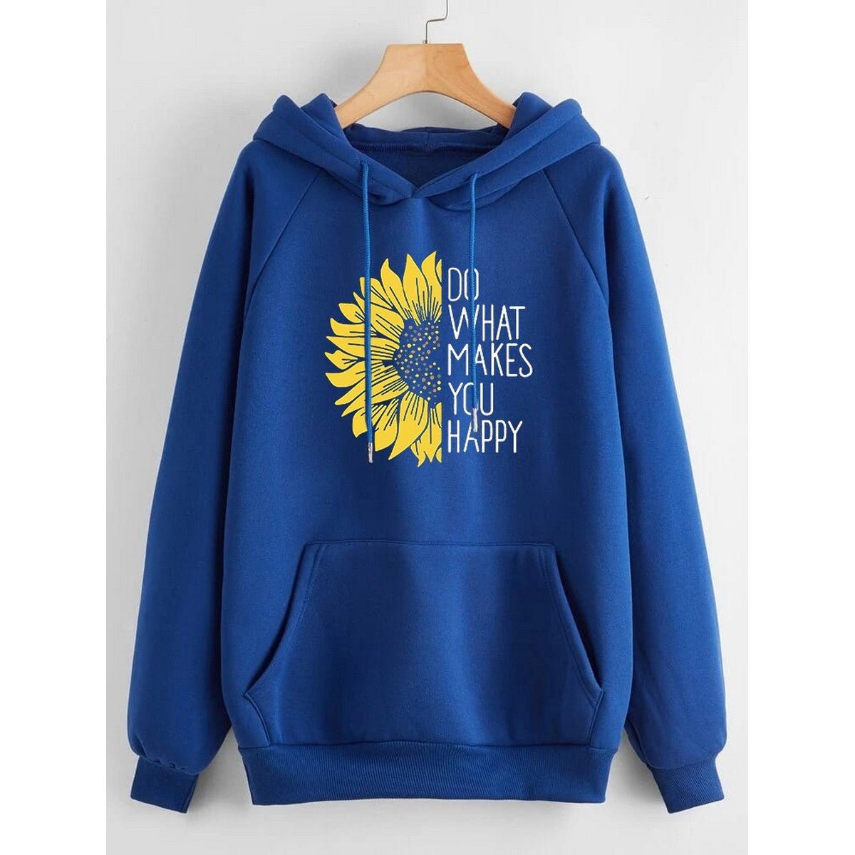 Do WHat Makes You Happy Printed Fleece Full Sleeves Pull Over Hoodie For Women - HB INDUSTRIES - Hoodies & Sweatshirts - 