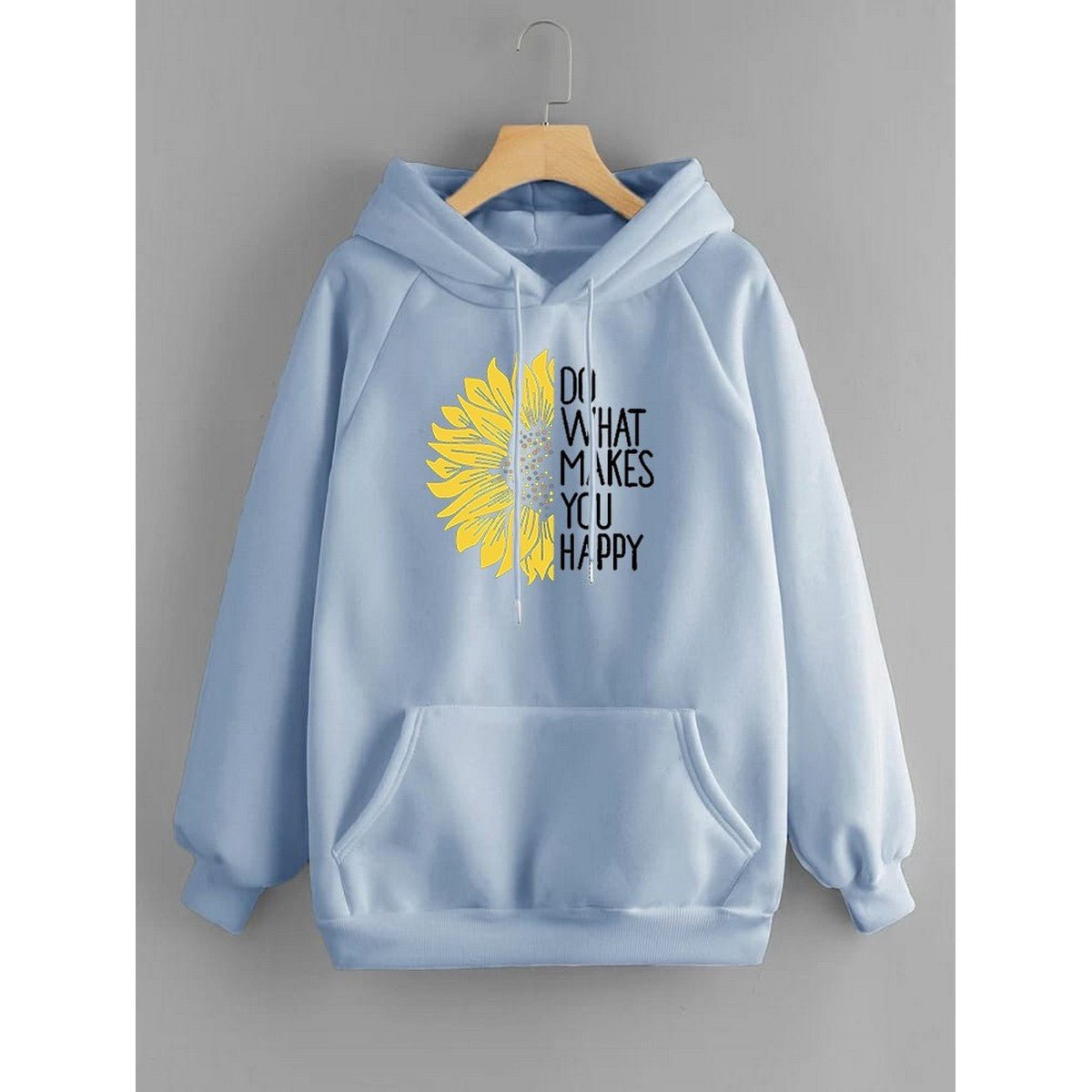 Do WHat Makes You Happy Printed Fleece Full Sleeves Pull Over Hoodie For Women - HB INDUSTRIES - Hoodies & Sweatshirts - 