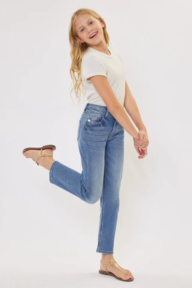 Dream High Rise Mini Straight Leg Kid Jeans - HB INDUSTRIES - Girls Jeans - 