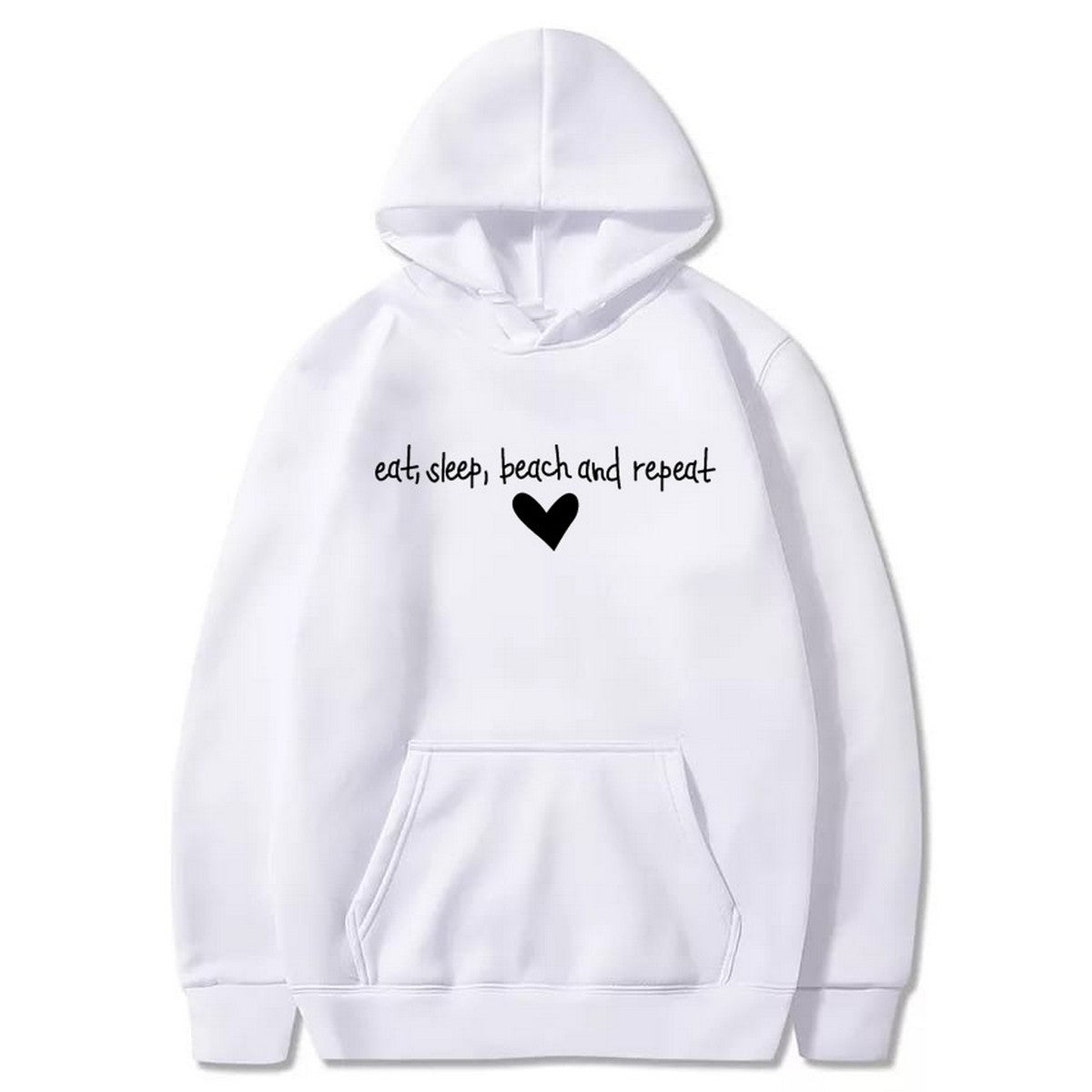 Eat Sleep Beach Repeat Fleece Full Sleeves Pull Over Hoodie For Women - HB INDUSTRIES - Hoodies & Sweatshirts - 
