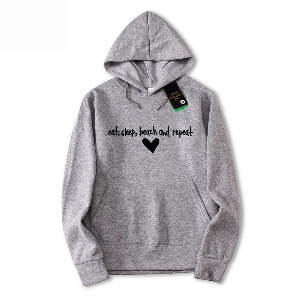 Eat Sleep Beach Repeat Fleece Full Sleeves Pull Over Hoodie For Women - HB INDUSTRIES - Hoodies & Sweatshirts - 