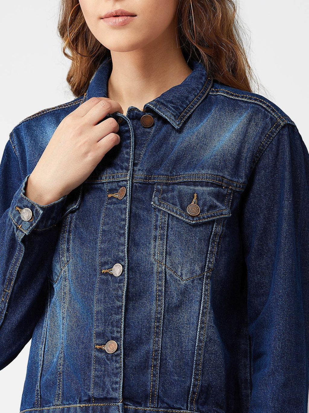 Women Blue Solid Jacket