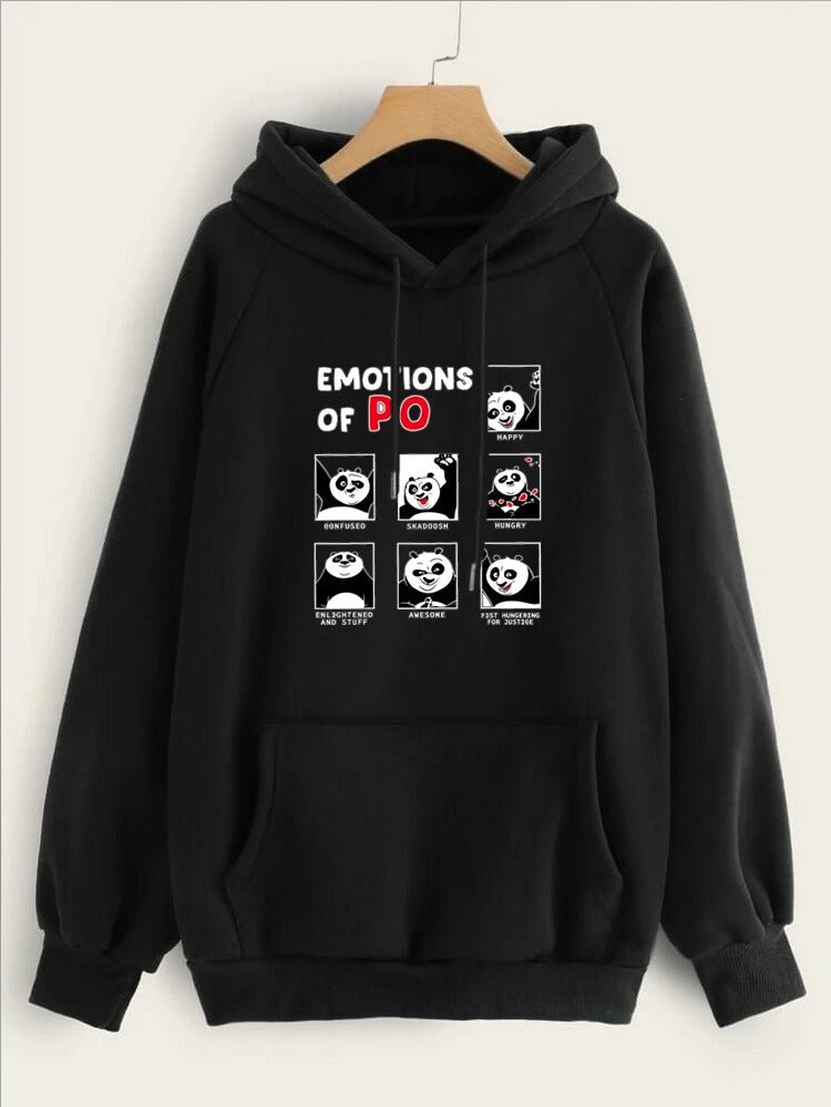 Emotions Of Panda Printed Fleece Full Sleeves Pull Over Hoodie For Women - HB INDUSTRIES - Hoodies & Sweatshirts - 