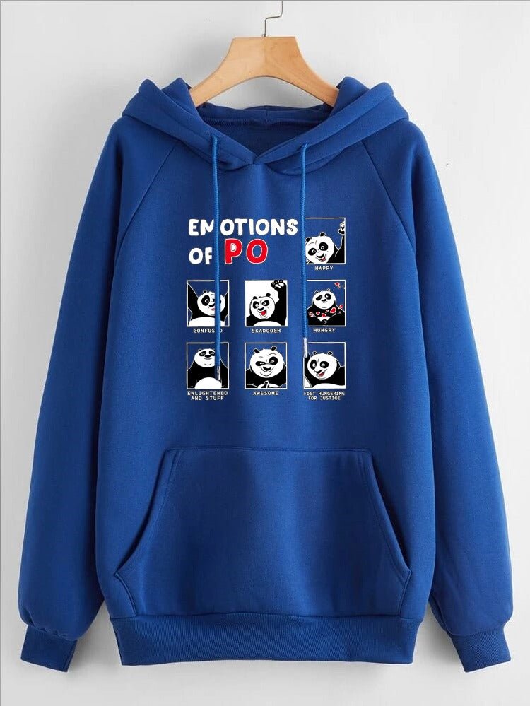 Emotions Of Panda Printed Fleece Full Sleeves Pull Over Hoodie For Women - HB INDUSTRIES - Hoodies & Sweatshirts - 