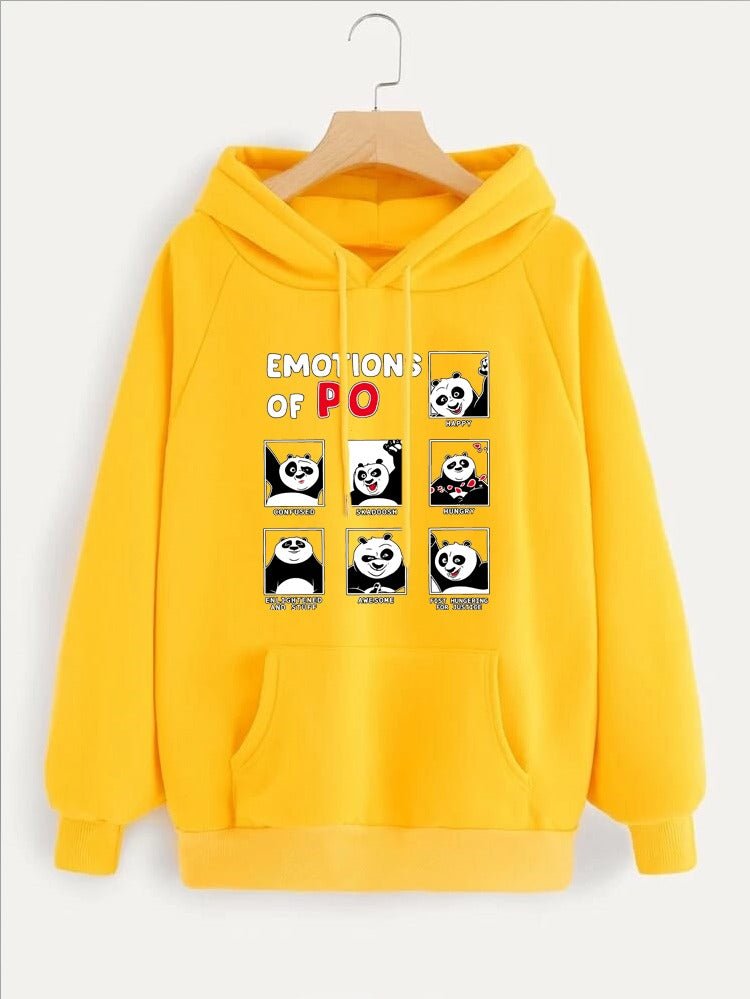 Emotions Of Panda Printed Fleece Full Sleeves Pull Over Hoodie For Women - HB INDUSTRIES - Hoodies & Sweatshirts - 