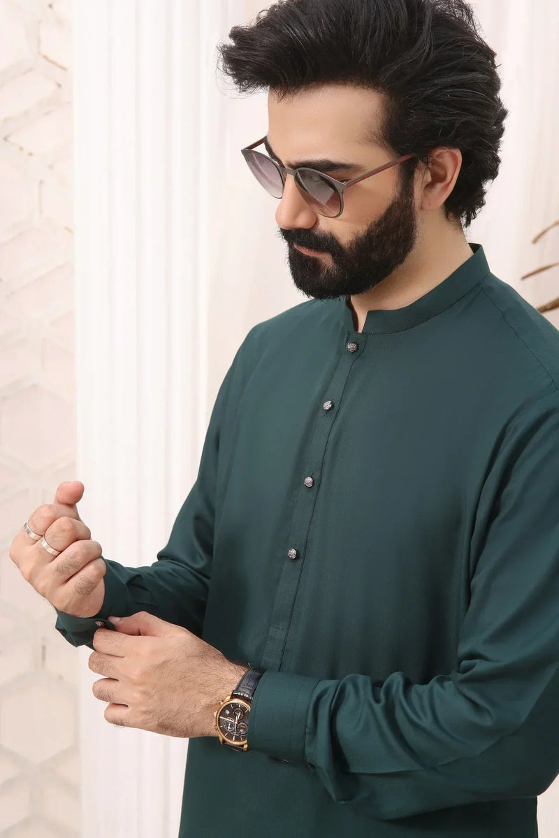 Enchanted Jade: Evergreen Shalwar Kameez for Men - HB INDUSTRIES - Shalwar Kameez - 