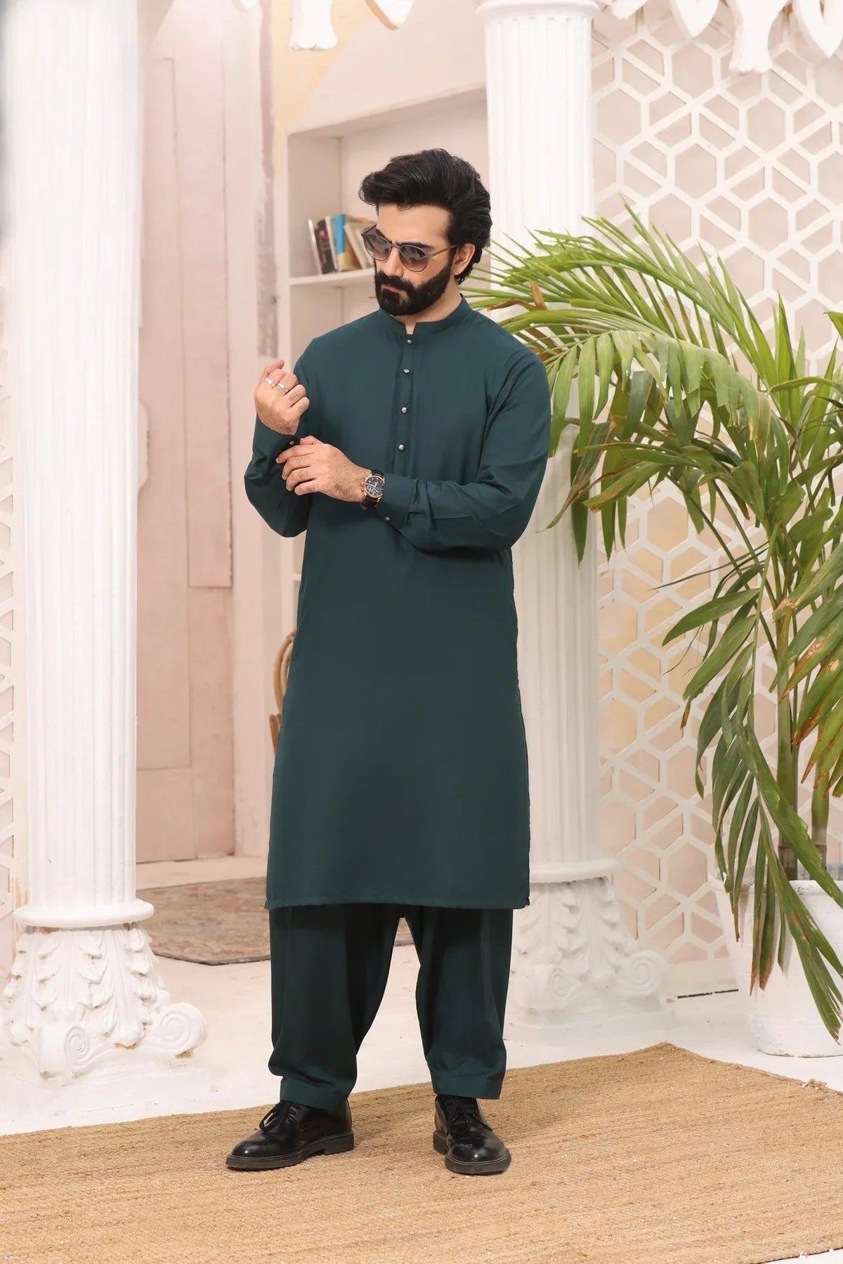 Enchanted Jade: Evergreen Shalwar Kameez for Men - HB INDUSTRIES - Shalwar Kameez - 