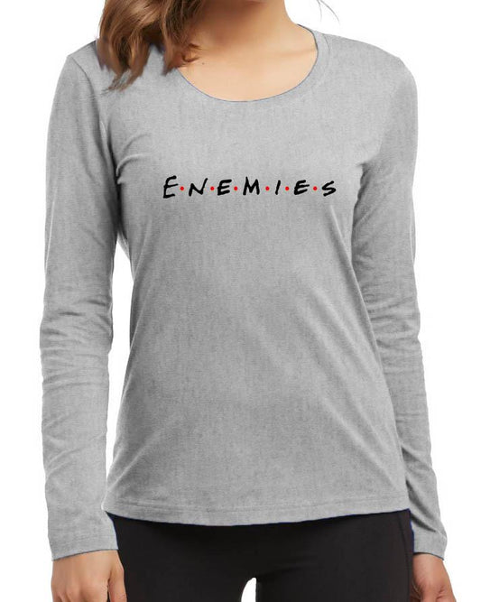 Enemies New Fashion Grey Round Neck High Graphic Full Sleeve T - shirt - HB INDUSTRIES - Tops & T - Shirts - 