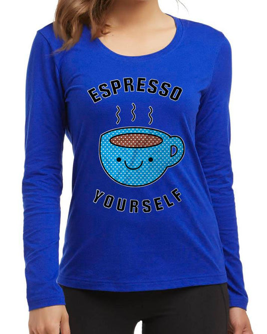 Espresso Yourself New Fashion Royal Blue Round Neck High Graphic Full T - Shirt - HB INDUSTRIES - Tops & T - Shirts - 