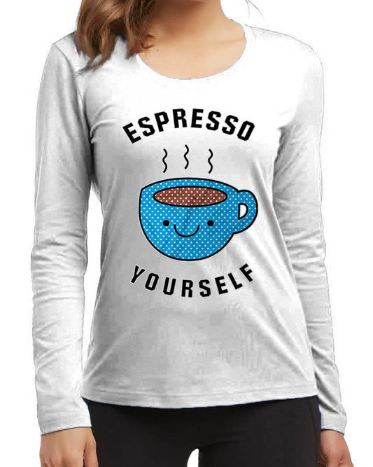 Espresso Yourself New Fashion White Round Neck High Graphic Full T - Shirt - HB INDUSTRIES - Tops & T - Shirts - 