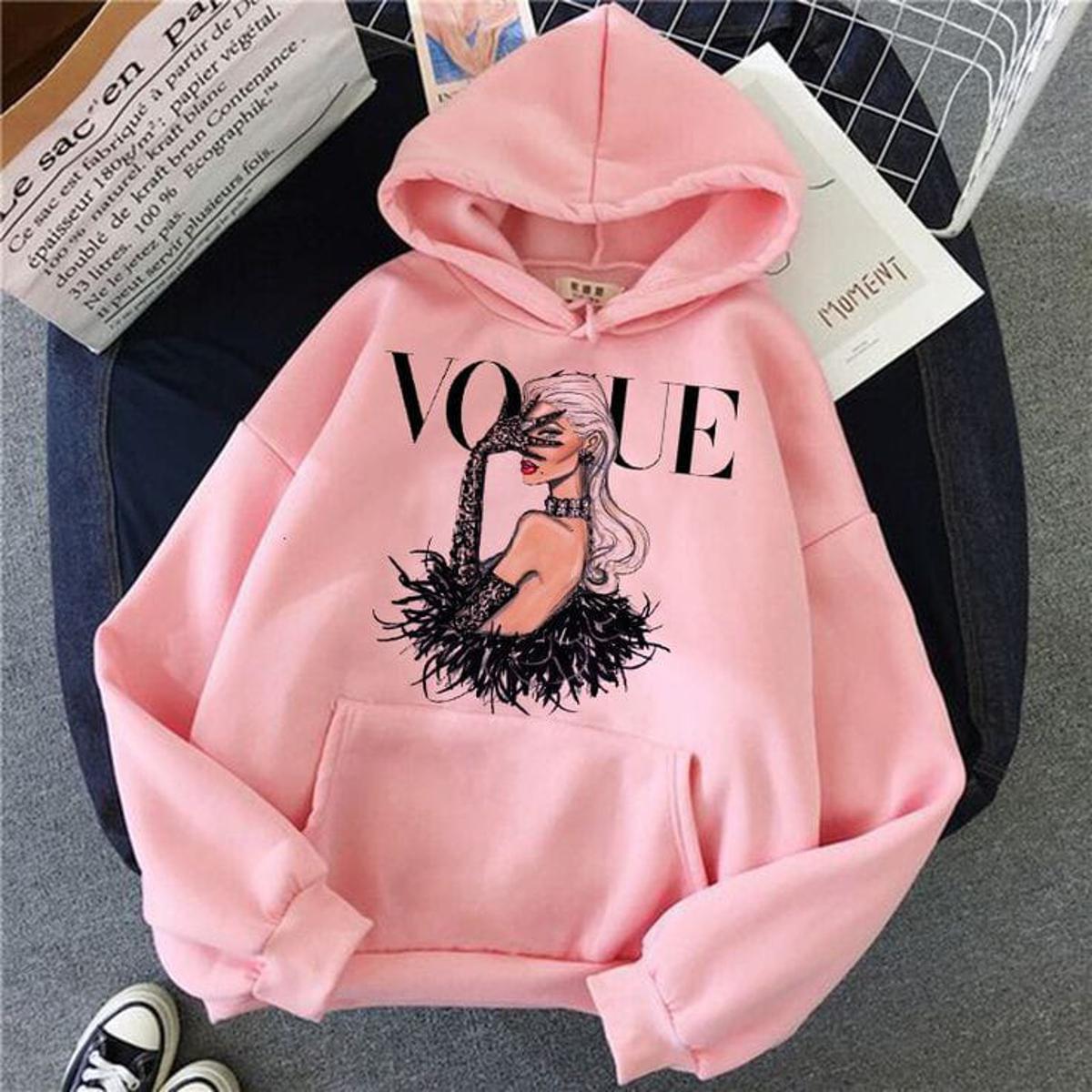 Vogue Printed Winter Fleece Full Seeves Hoodie For Women HB INDUSTRIES