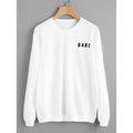 White Babe Printed Fleece Full Sleeves Pull Over Sweatshirt For Women