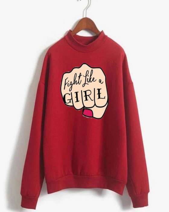 Fight Like a Printed Sweat Shirt For womens 782 - HB INDUSTRIES - Hoodies & Sweatshirts - 