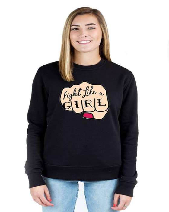 Fight Like a Printed Sweat Shirt For womens 922 - HB INDUSTRIES - Hoodies & Sweatshirts - 