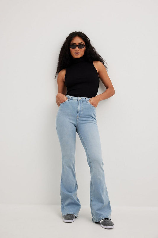 Flared High Waist Stretch Jeans For Womens - HB INDUSTRIES - Jeans - 