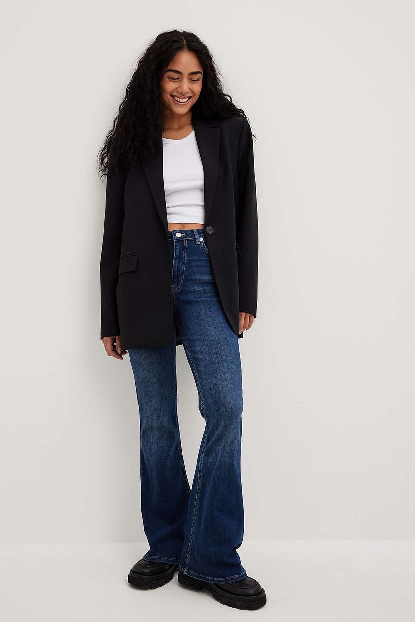 Flared High Waist Stretch Jeans For Womens - HB INDUSTRIES - Jeans - 