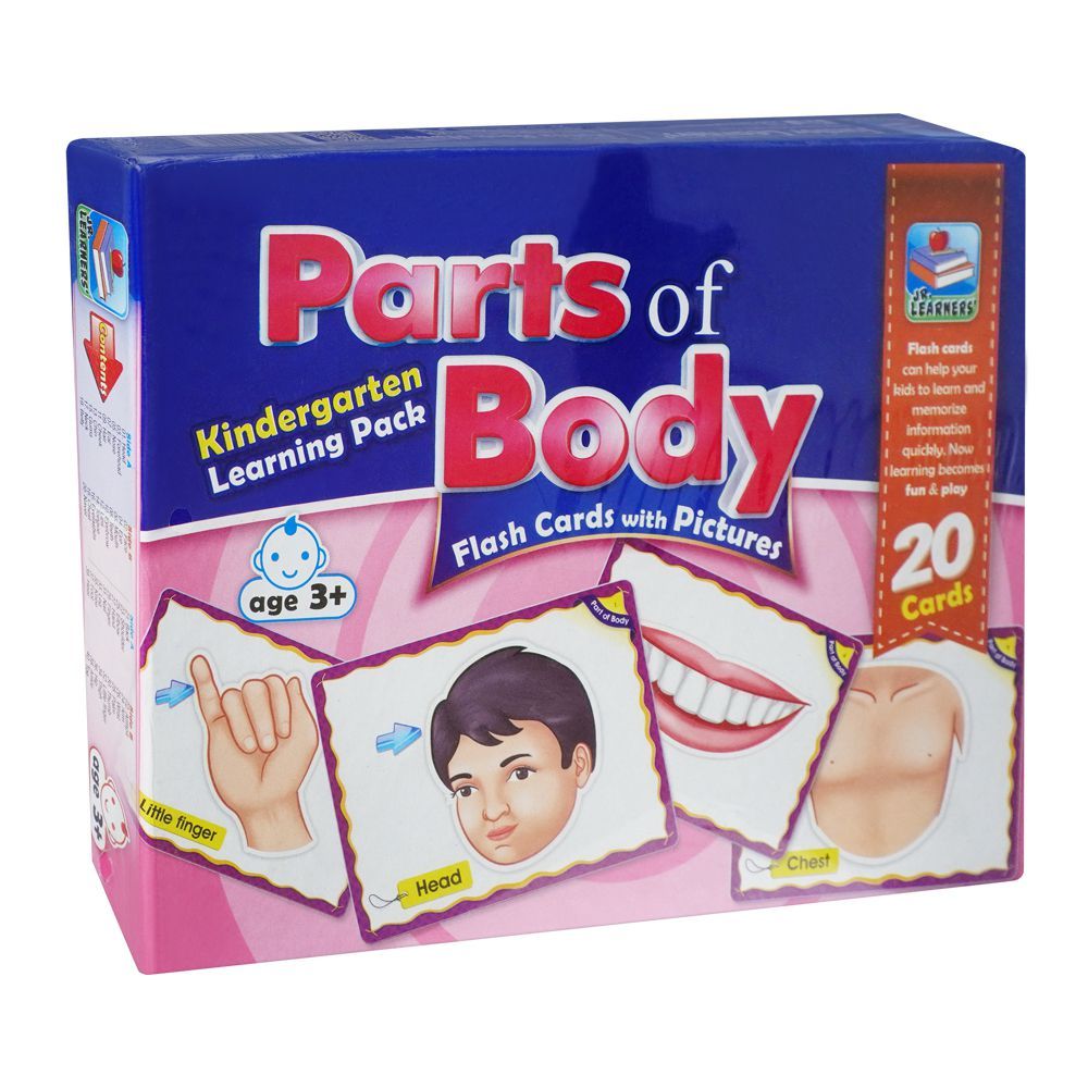 Flash Cards With Pictures Parts Of Body, Large 7 X 9.5 Inches, For 3+ Years - HB INDUSTRIES - Board Games - 