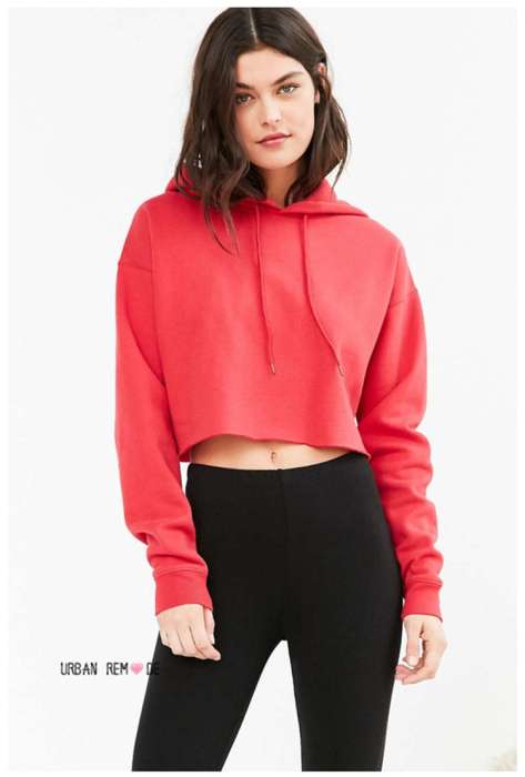 Fleece Crop pull Over Plan Hoodie 576 - HB INDUSTRIES - Hoodies & Sweatshirts - 